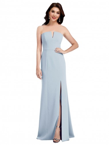Best Strapless Notch Crepe Bridesmaid Dress / Prom Dress with Front Slit Sydney