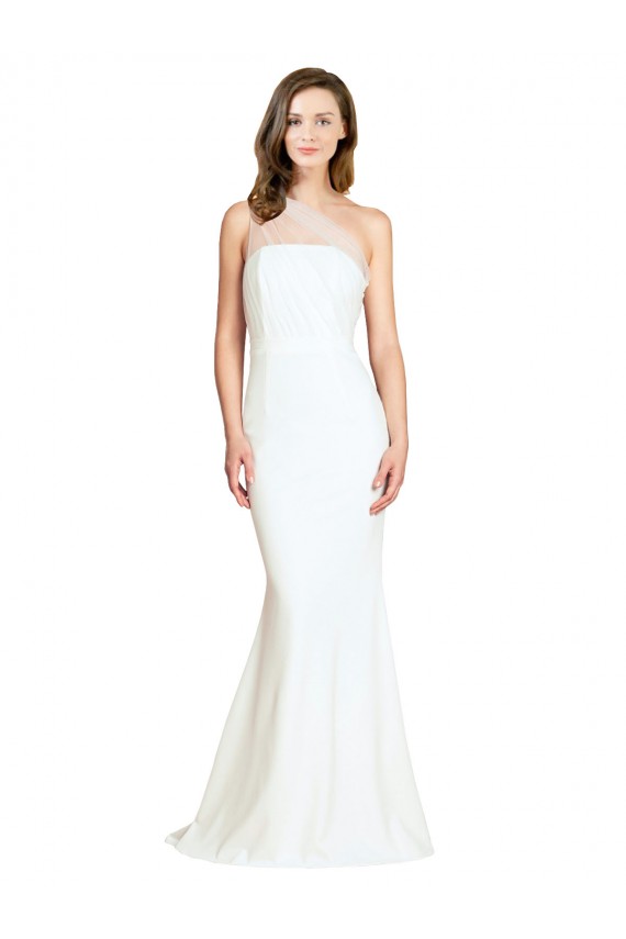 Best Soft Tulle Shoulder Overlay Mermaid One Shoulder Formal Crepe Bridesmaid Dress Sydney