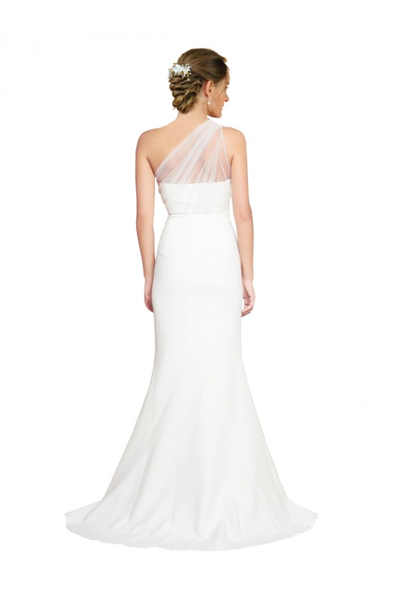 Best Soft Tulle Shoulder Overlay Mermaid One Shoulder Formal Crepe Bridesmaid Dress Sydney