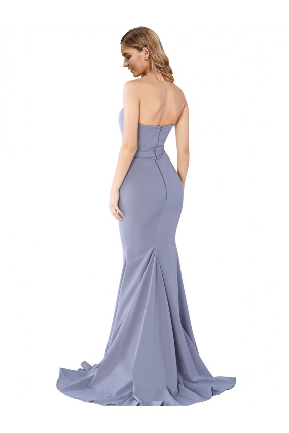 Best Long Strapless Sweetheart Sweep Train Formal Crepe Bridesmaid Dress / Prom Dress with Low Back Sydney