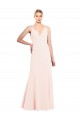 Best Slim A-Line V-Neck Long Stretch Formal Crepe Bridesmaid Dress / Prom Dress with V-Back Sydney