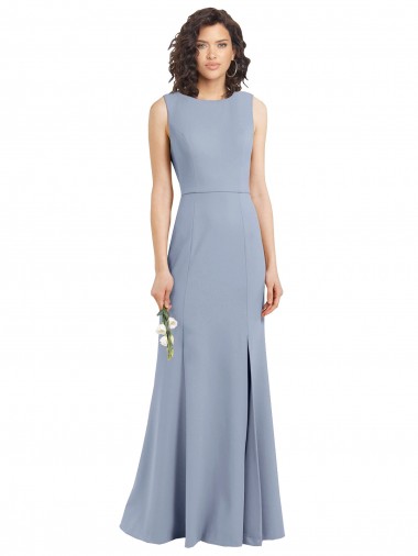 Best Boat Neckline and Sleek Fit and Flare Crepe Bridesmaid Dress with Keyhole Back Sydney