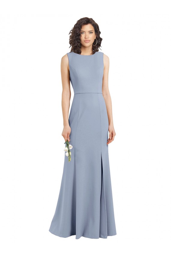 Best Boat Neckline and Sleek Fit and Flare Crepe Bridesmaid Dress with Keyhole Back Sydney