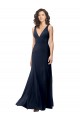Best Classic V-Neck Long Stretch Formal Crepe Bridesmaid Dress / Prom Dress with V-Back Sydney