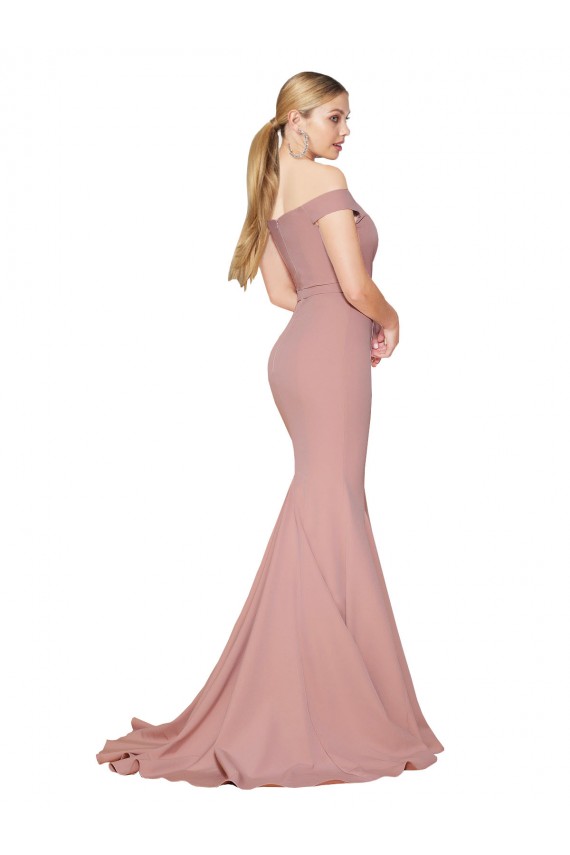 Best Off the Shoulder Sweetheart Long Sweep Train Formal Crepe Bridesmaid Dress / Prom Dress Sydney