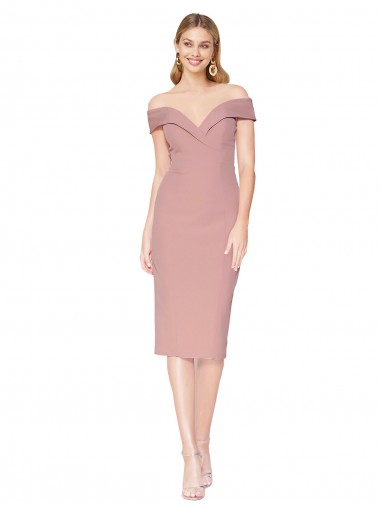Best Cocktail Knee Length Off the Shoulder Sweetheart Formal Crepe Bridesmaid Dress / Prom Dress Sydney