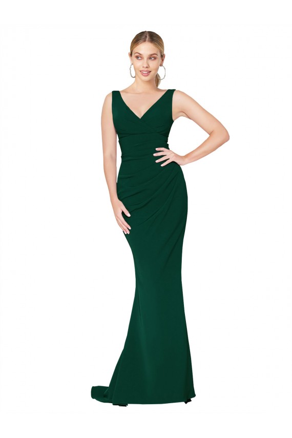 Best V-Neck Floor Length Long Formal Crepe Mermaid Bridesmaid Dress / Prom Dress Sydney