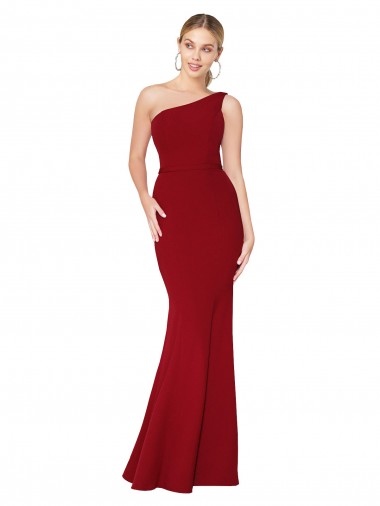 Best One Shoulder Long High Neck Sleeveless Mermaid Formal Crepe Bridesmaid Dress / Prom Dress Sydney