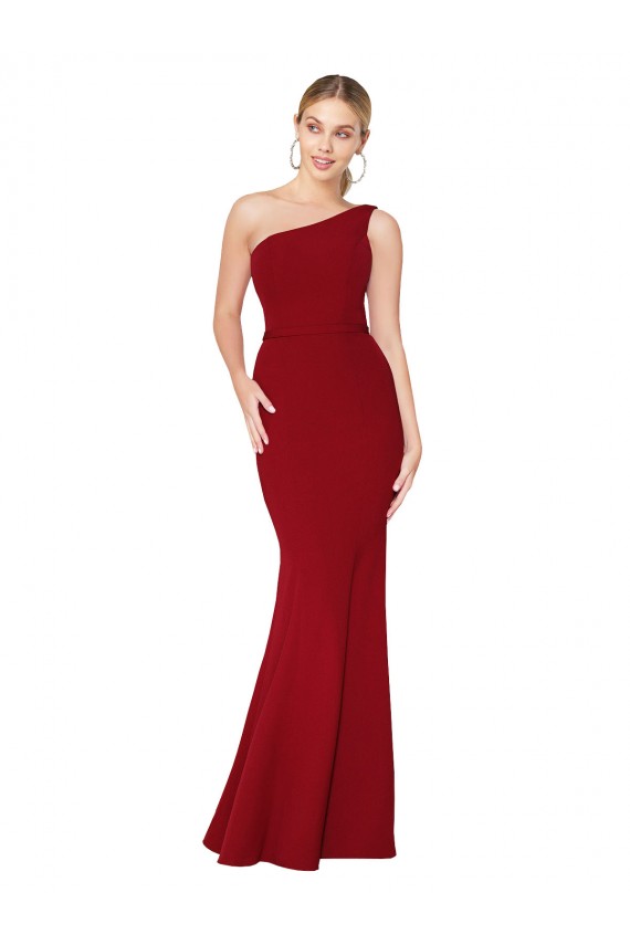 Best One Shoulder Long High Neck Sleeveless Mermaid Formal Crepe Bridesmaid Dress / Prom Dress Sydney