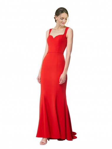 Best Long Chapel Train Fishtail Maxi Formal Crepe Bridesmaid Dress / Prom Dress with Sweetheart Neckline Sydney