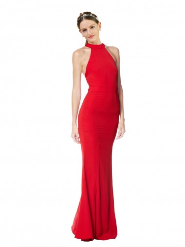 Best Halter Neck Keyhole Back Sleeveless Formal Crepe Maxi Bridesmaid Dress / Prom Dress Sydney