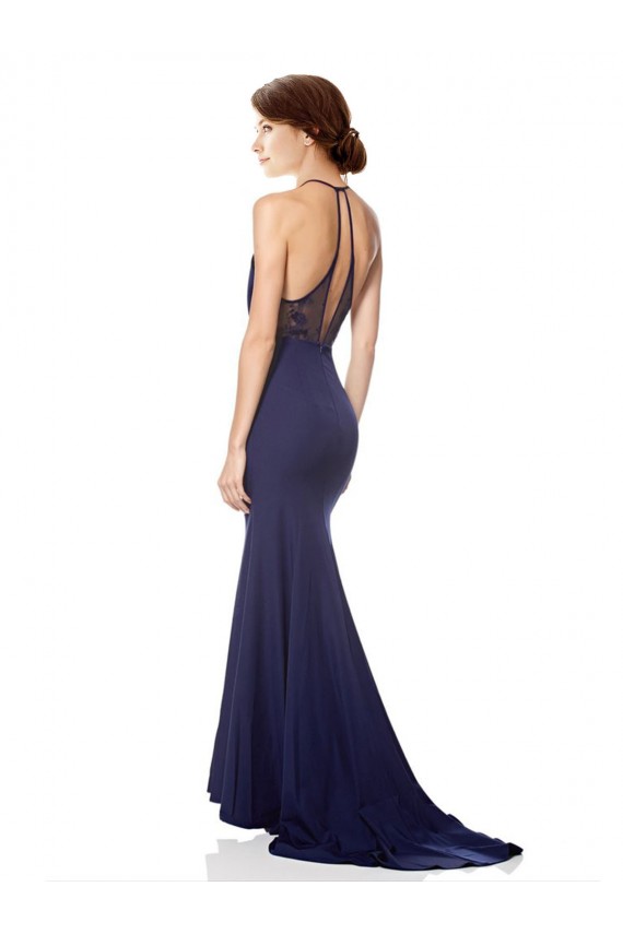Best High Neck Fishtail Formal Crepe Bridesmaid Dress / Prom Dress with Open Back Detail Sydney