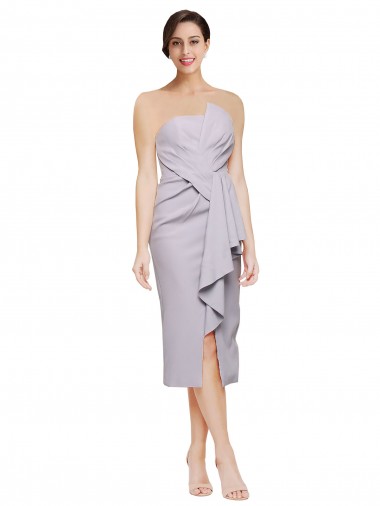 Best Short Cocktail Length Strapless Formal Crepe Bridesmaid Dress / Prom Dress with Ruffles Sydney