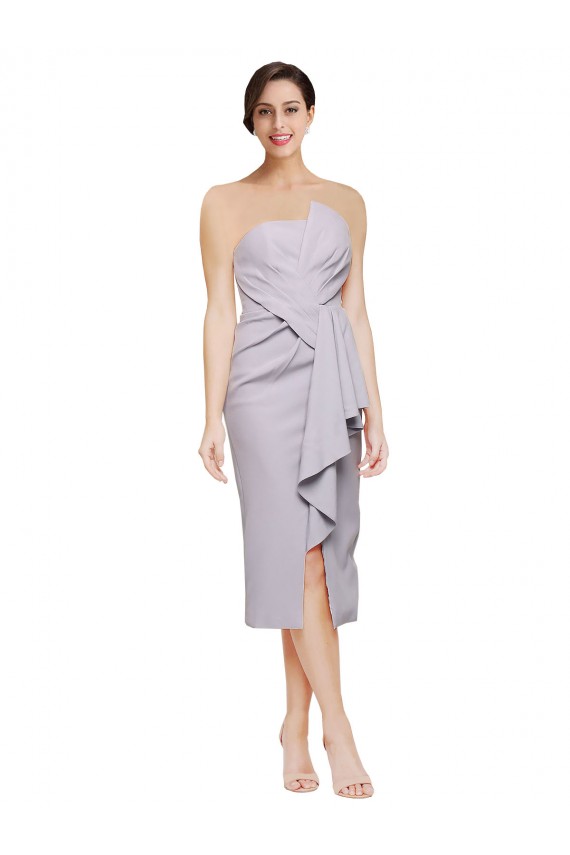 Best Short Cocktail Length Strapless Formal Crepe Bridesmaid Dress / Prom Dress with Ruffles Sydney