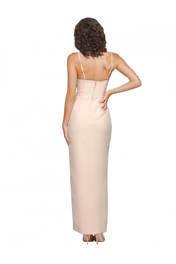 Best Long Full Length Ruffles Strapless Low Back Crepe Bridesmaid Dress / Prom Dress with Straps Sydney
