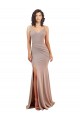 Best Fishtail Shape V-Neck Formal Crepe Bridesmaid Dress / Prom Dress with Slit Sydney