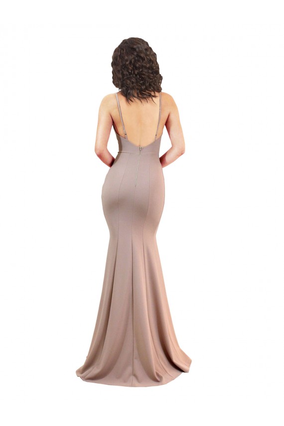 Best Fishtail Shape V-Neck Formal Crepe Bridesmaid Dress / Prom Dress with Slit Sydney