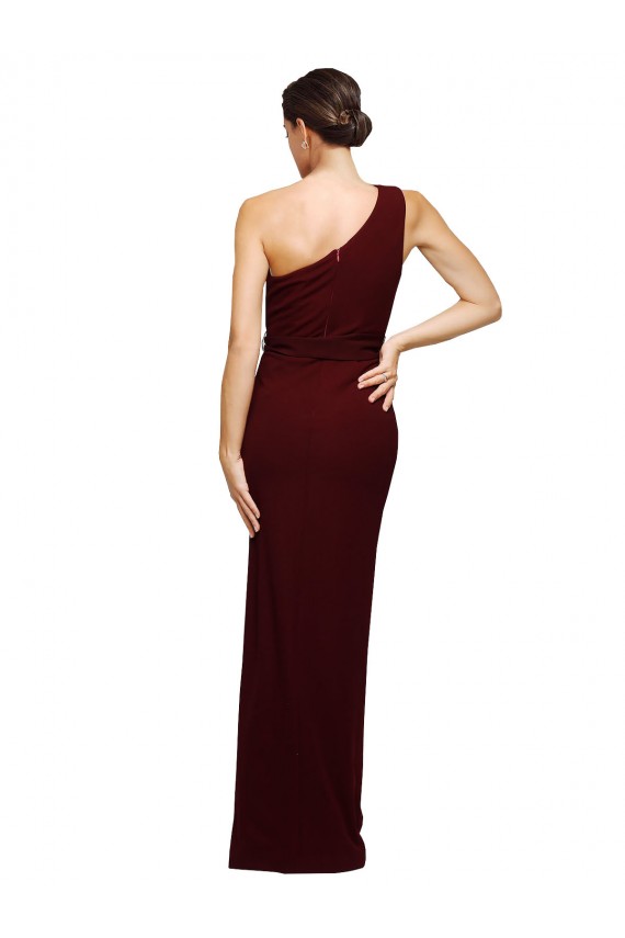 Best One Shoulder Sheath Formal Crepe Bridesmaid Dress / Prom Dress with High Side Split Sydney