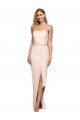 Best Full Length Low Back Strapless Formal Crepe Bridesmaid Dress / Prom Dress with Thigh High Side Split Sydney