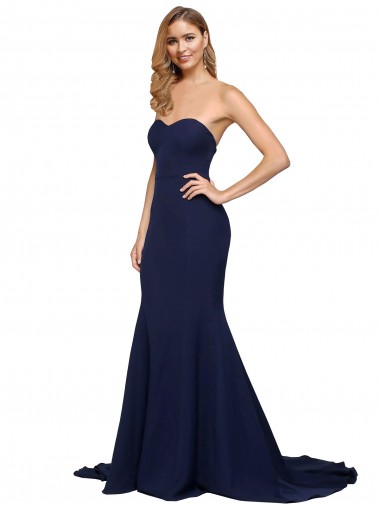 Best Fit and Flare Sweetheart Long Formal Crepe Bridesmaid Dress / Prom Dress with Sweep Train Sydney
