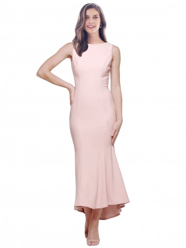 Best High Neck Low V-Back Cocktail Midi Length Formal Crepe Bridesmaid Dress / Prom Dress Sydney