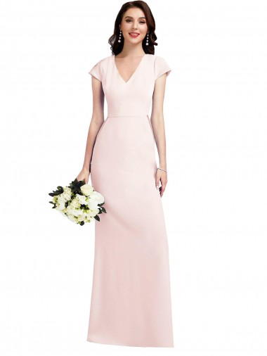 Best Cap Sleeve A-Line Formal Crepe Bridesmaid Dress / Prom Dress with Pockets Sydney