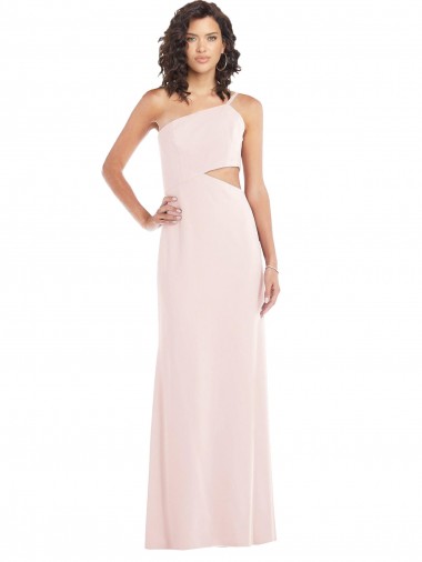 Best Flirty One Shoulder Midriff Cutout Maxi Formal Crepe Bridesmaid Dress / Prom Dress Sydney