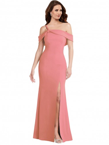 Best One Shoulder Draped Cuff Maxi Bridesmaid Dress / Prom Dress with Front Slit Sydney