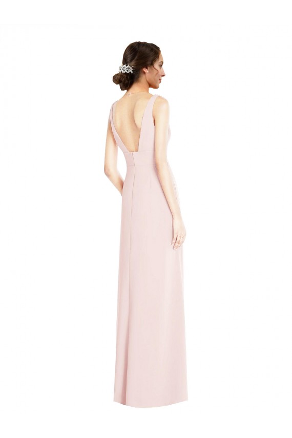 Best Square Neck Low Back A-Line Bridesmaid Dress / Prom Dress with Front Slit and Pockets Sydney