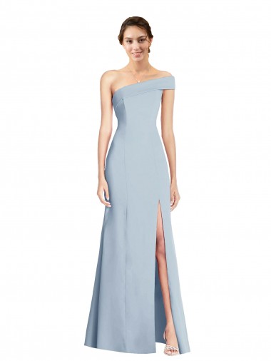 Best Asymmetrical Off the Shoulder Cuff Trumpet Formal Crepe Bridesmaid Dress / Prom Dress With Front Slit Sydney