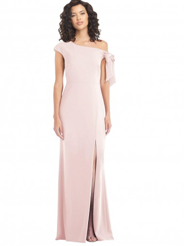 Best Off the Shoulder Tie Detail Trumpet Formal Crepe Bridesmaid Dress / Prom Dress with Front Slit Sydney