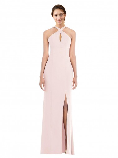 Best Criss Cross Halter Princess Line Trumpet Formal Crepe Bridesmaid Dress / Prom Dress Sydney