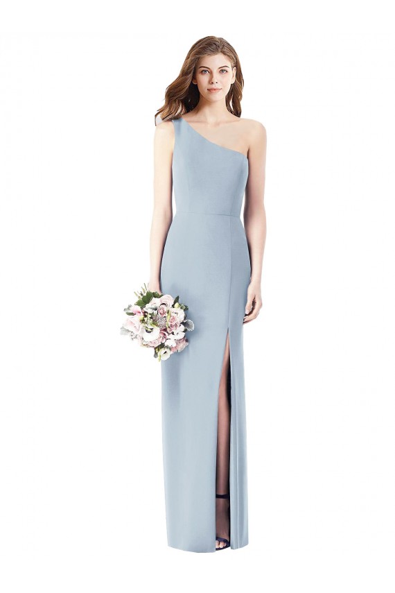 Best One Shoulder Crepe Trumpet Bridesmaid Dress / Prom Dress with Front Slit Sydney