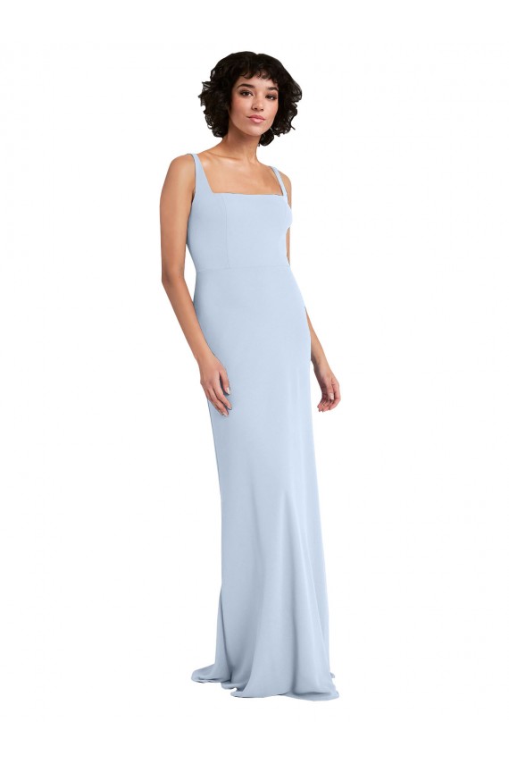 Best Slim Square Neck Fit and Flare Full Length Stretch Crepe Bridesmaid Dress / Prom Dress Sydney