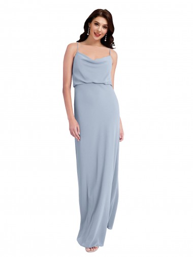 Best Draped Cowl Neck Long Formal Crepe Bridesmaid Dress / Prom Dress with Spaghetti Straps Sydney