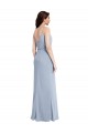 Best Draped Cowl Neck Long Formal Crepe Bridesmaid Dress / Prom Dress with Spaghetti Straps Sydney