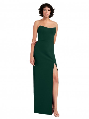 Best Scooped Strapless Neckline Formal Crepe Bridesmaid Dress / Prom Dress with Side Slit Sydney