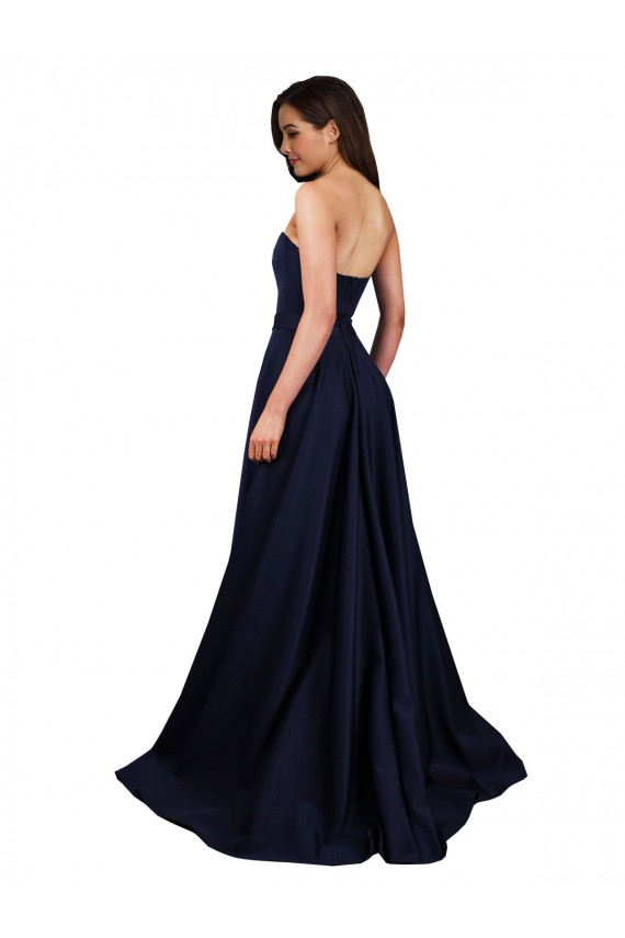 Best Sweetheart Neckline Low Back Long Formal Crepe Bridesmaid Dress / Prom Dress with High Leg Spit Sydney