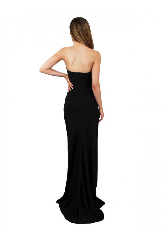 Best Corset Style Strapless Formal Crepe Bridesmaid Dress / Prom Dress with High Split Sydney