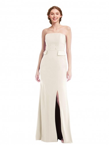 Best Long Strapless Tuxedo Maxi Bridesmaid Dress / Prom Dress with Front Slit Sydney