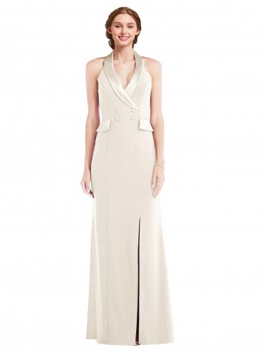 Best Halter Tuxedo Maxi Bridesmaid Dress / Prom Dress with Front Slit Sydney