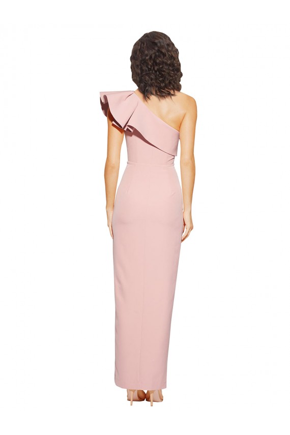 Best Full Length One Shoulder Formal Crepe Bridesmaid Dress / Prom Dress with Side Leg Split Sydney
