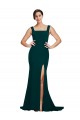 Best Fitted Square Neck Long Crepe Bridesmaid Dress / Prom Dress with Train and Side Split Sydney