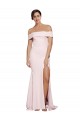 Best Off Shoulder Long Formal Crepe Bridesmaid Dress / Prom Dress with Straight Neckline and Side Split Sydney