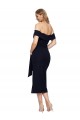 Best Fitted Short Cocktail Midi Length Off the Shoulder Formal Crepe Bridesmaid Dress / Prom Dress with Side Split and Waist Tie Sydney