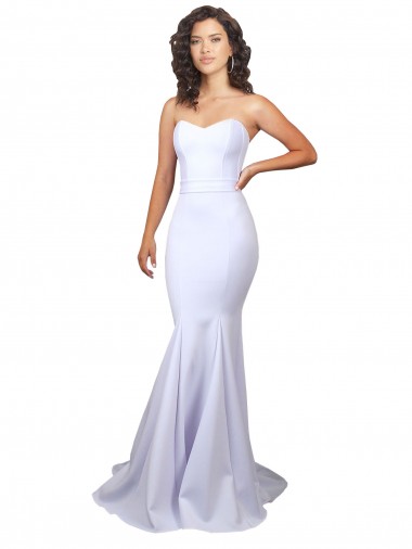 Best Simple Long Strapless Sweetheart Mermaid Crepe Beach Wedding Dress Sydney