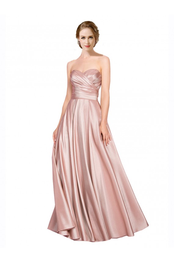 Best Long Plated Strapless Sweetheat Formal Stretch Satin Bridesmaid Dress / Prom Dress Sydney