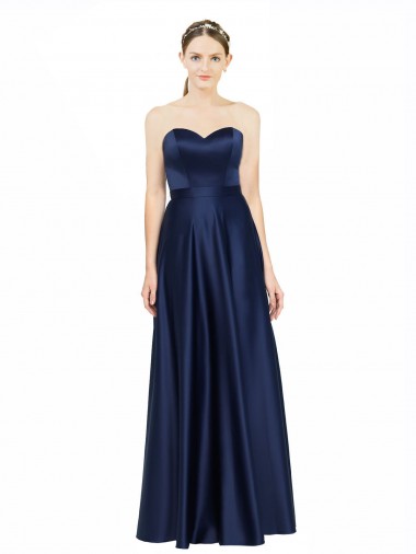 Best Floor Length Sweetheart Neckline Formal Stretch Satin Bridesmaid Dress with Belt Sydney