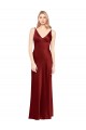 Best Full Length Long Formal Stretch Satin Slip Bridesmaid Dress / Prom Dress V-Back Sydney