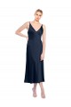 Best V-Neck Midi Length Short Cocktail Formal Stretch Satin Bridesmaid Dress / Prom Dress V-Back Sydney